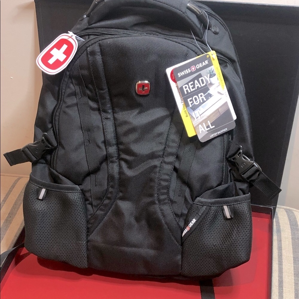 SwissGear Black Laptop Backpack with Red Accents - Picture 3 of 12